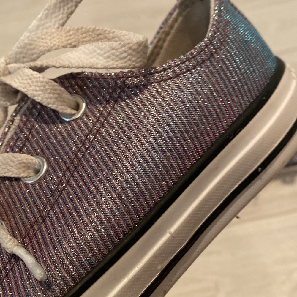 Converse All Star- shimmery blue,purple, and pink low tops, Size 2.5 - Picture 2 of 6